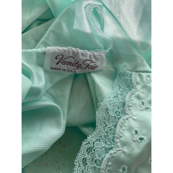 Vintage Vanity Fair Light Blue 2 Pc Peignoir Set Lace Trim Flutter Sleeves Sz L - Picture 11 of 11